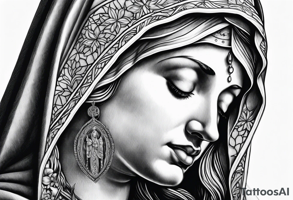 virgin mary praying tattoo idea