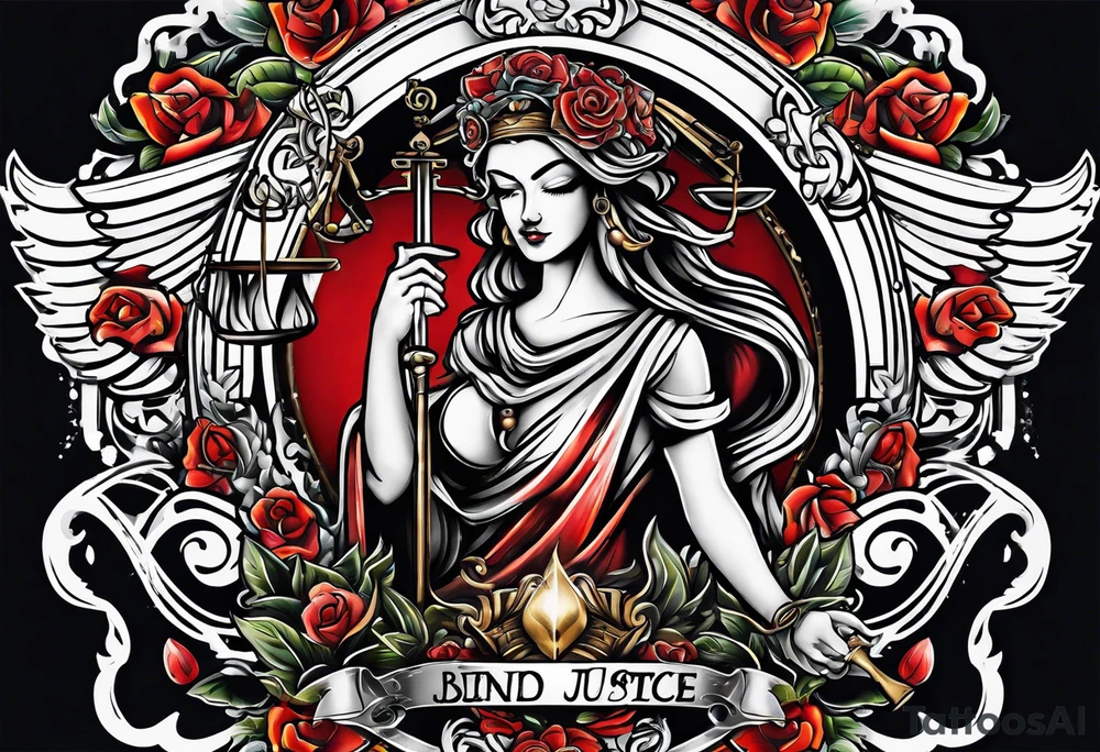 blind justice with a blade tattoo idea