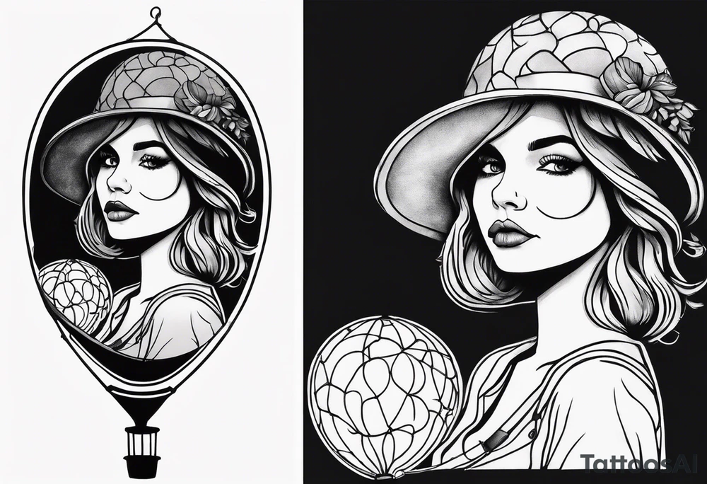 Sally holding a ballon with jack skellignton's face tattoo idea