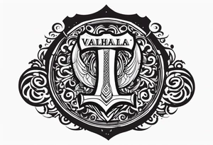 Valhalla round shield dark cloud axe tattoo idea