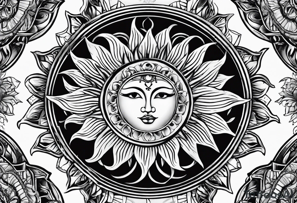 a sun with 21 ray tattoo idea