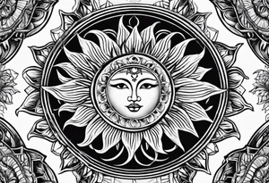 a sun with 21 ray tattoo idea