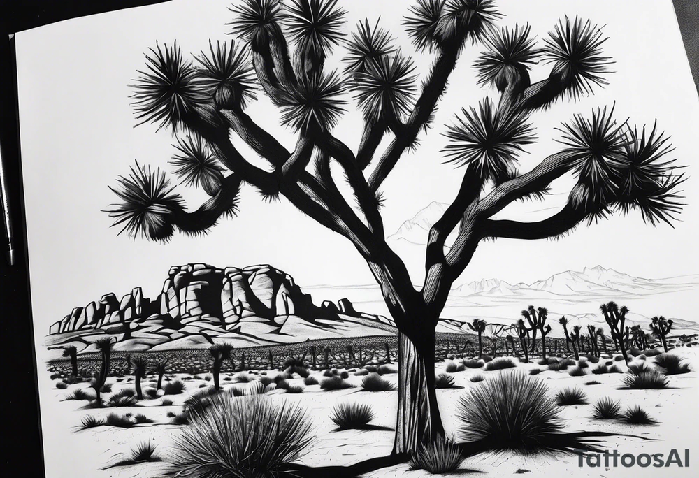 Forearm tattoo of Joshua tree national park tattoo idea