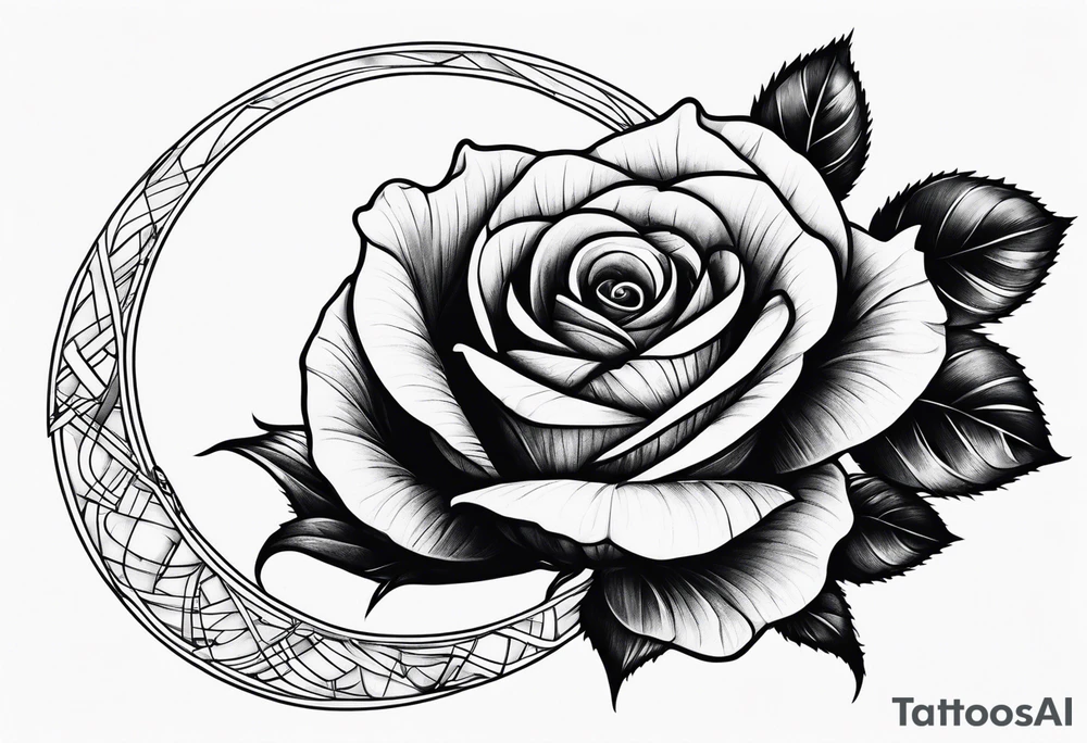 Rose wrapped around moon tattoo idea