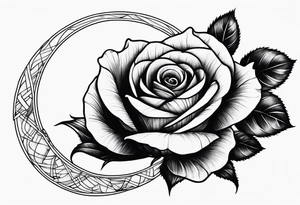 Rose wrapped around moon tattoo idea