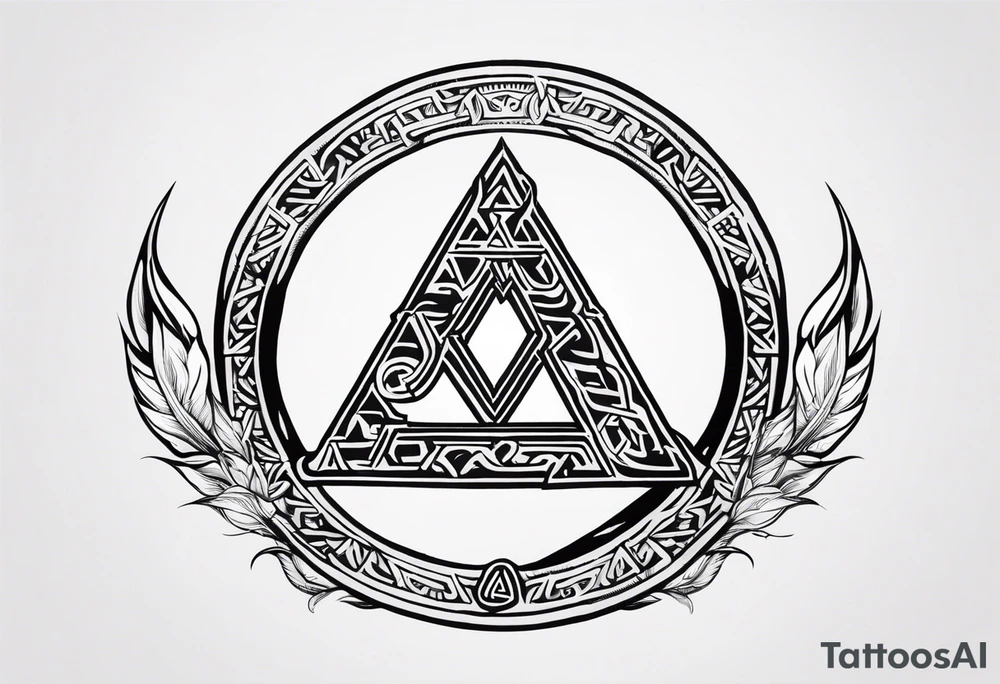 Valhalla sword shield axe Valknut fire tattoo idea