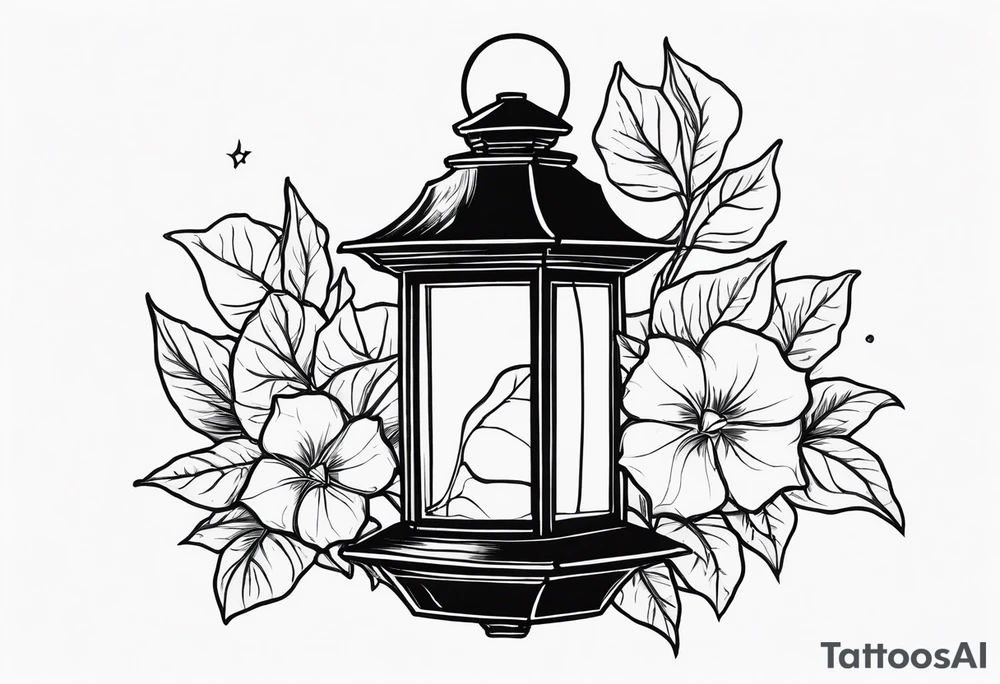 Lantern with morning glories tattoo idea