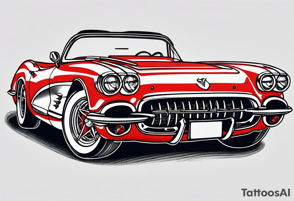 Skeleton driving corvette tattoo idea