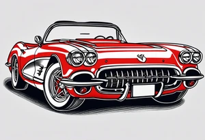 Skeleton driving corvette tattoo idea