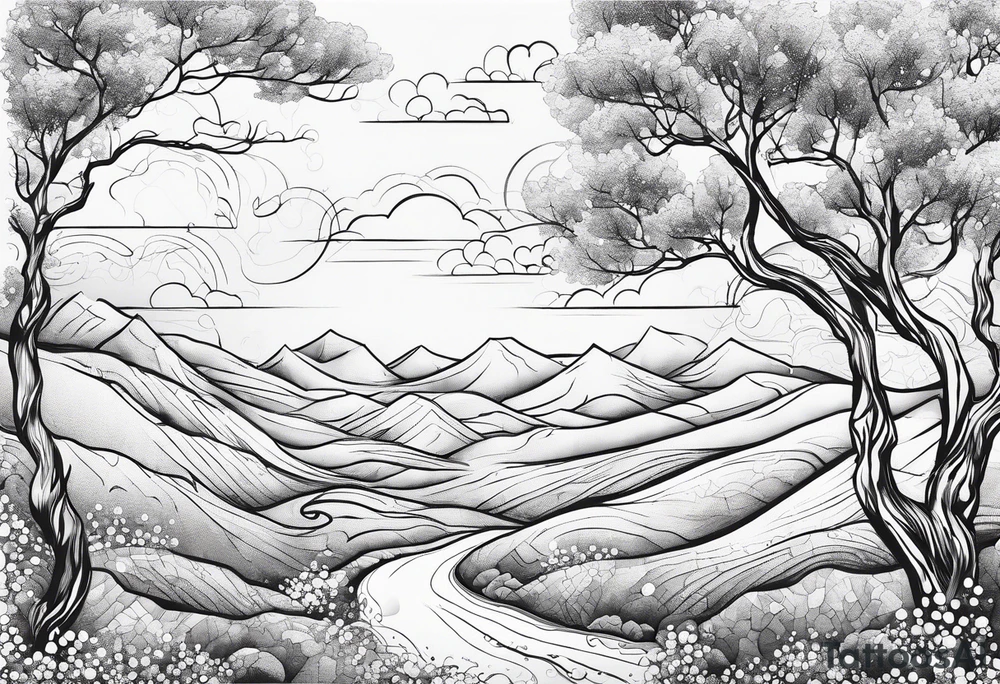 Treasure map dotted line windy trail with an X at the end tattoo idea
