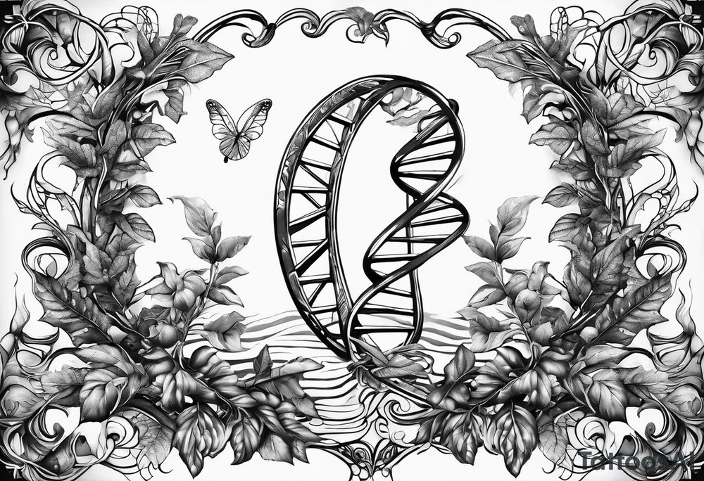 DNA helix made from root.
add leaf
angel tattoo idea