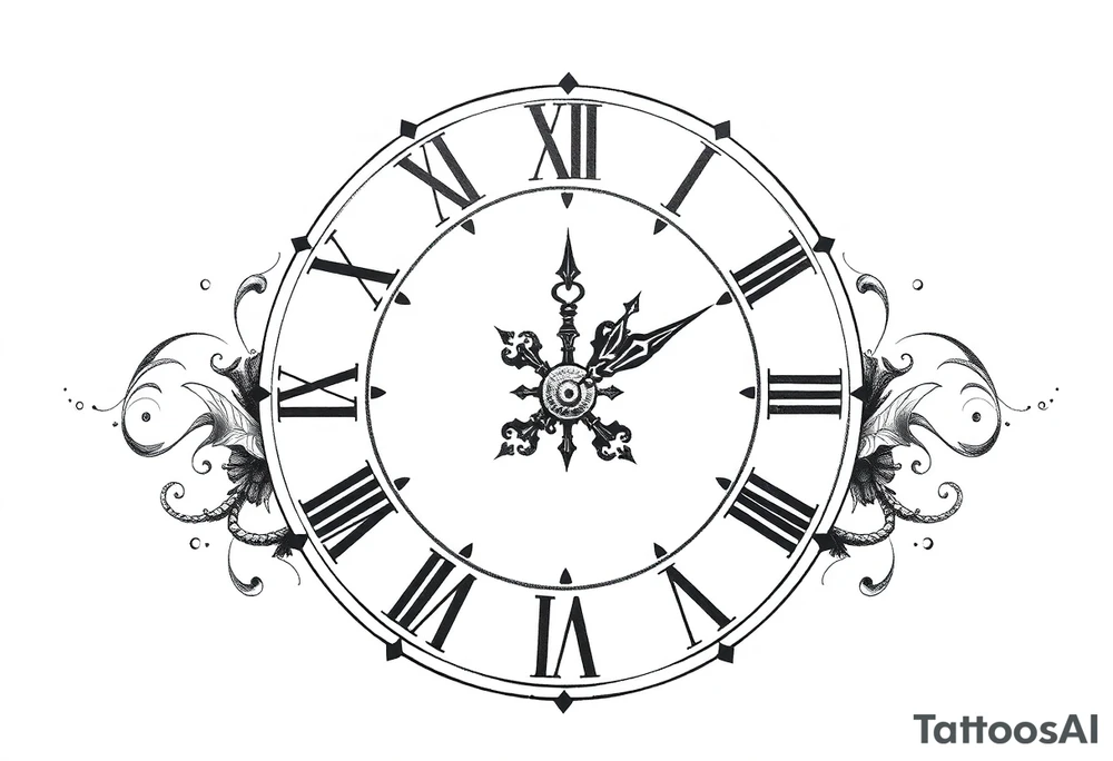 roman numerals with clock tattoo idea