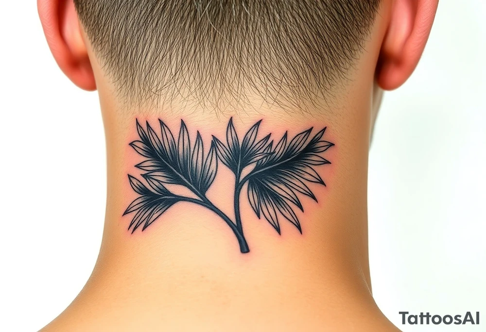 large woven palm leaves tattoo idea