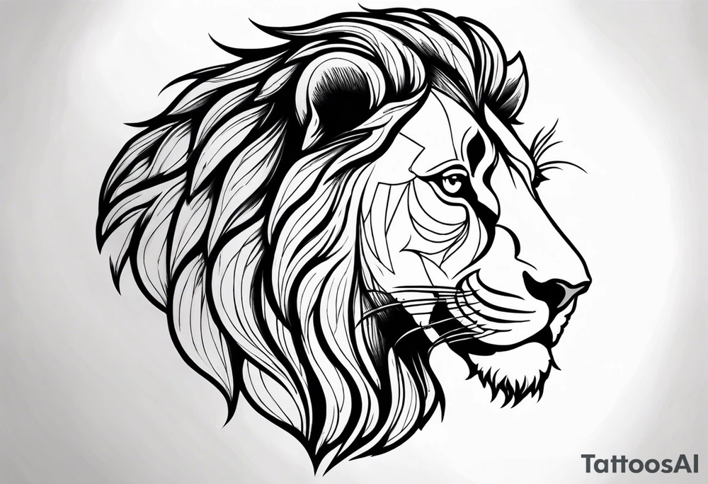 powerful majestic lion, close-up tattoo idea