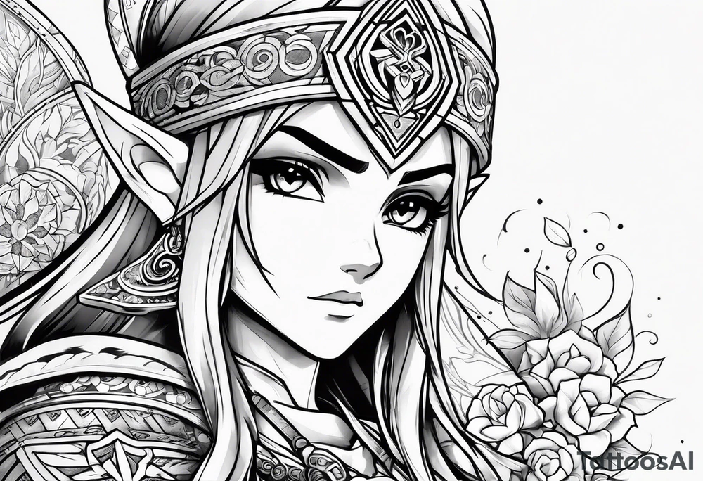 Legend Of Zelda arm sleeve tattoo idea