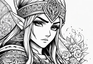 Legend Of Zelda arm sleeve tattoo idea