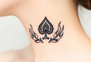 Q of spades surrounded by flames tattoo idea
