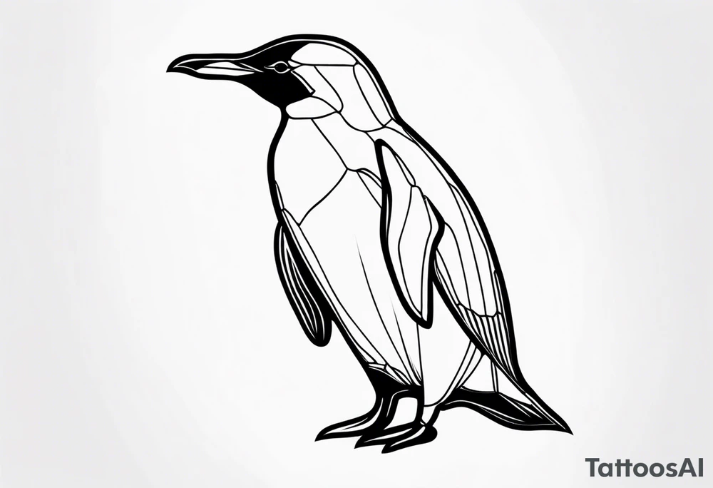 single line penguin tattoo idea