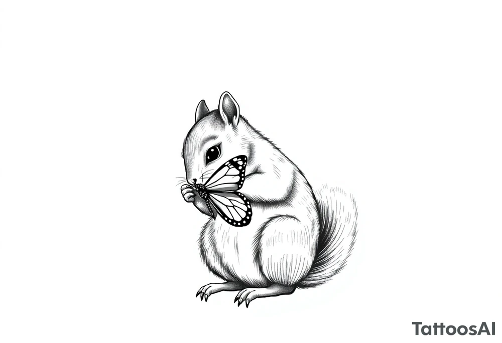 A Squirrel holding butterfly tattoo idea