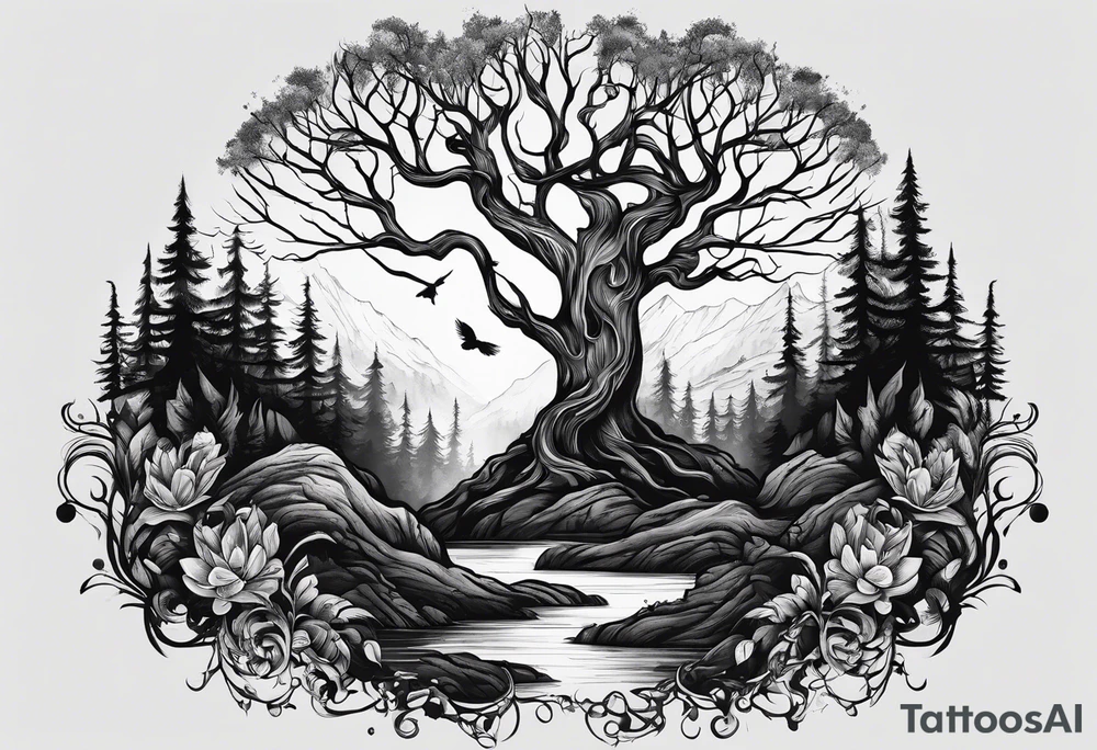 Living to dead forest tattoo idea