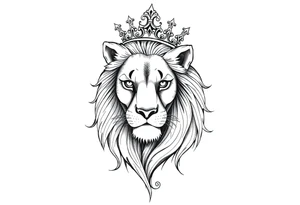Female lion with crown tattoo idea