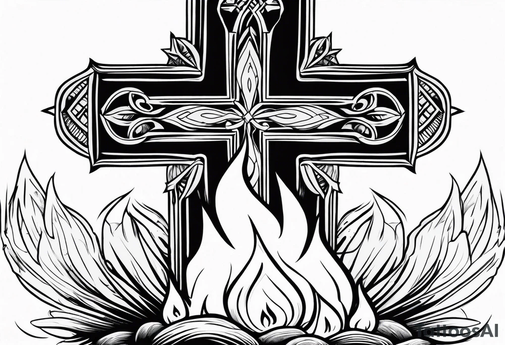 christian 
cross and campfire tattoo idea