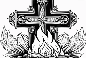 christian 
cross and campfire tattoo idea