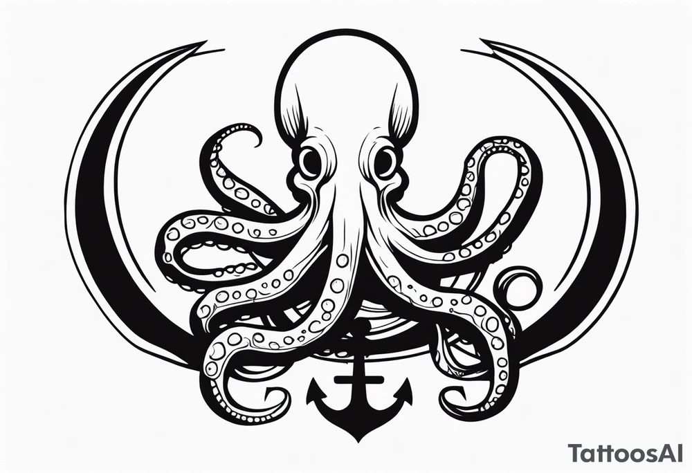 Octopus holding anchor in middle tattoo idea