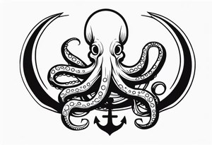 Octopus holding anchor in middle tattoo idea