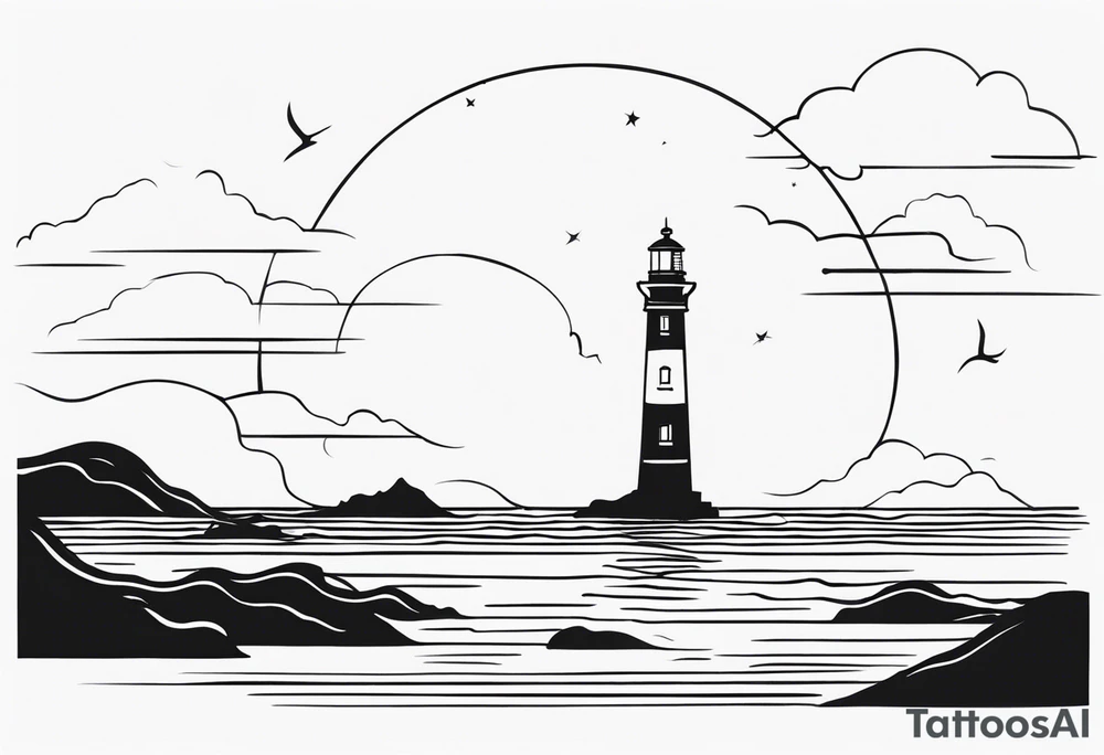 lighthouse fluid tattoo idea