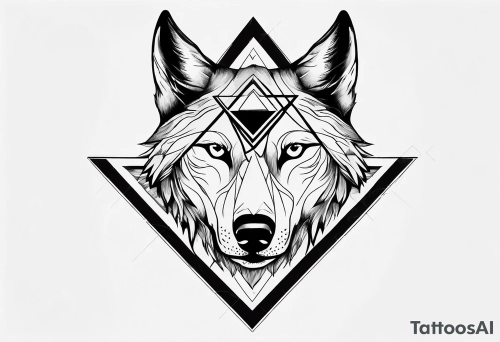 wolf head with a triangle shape in the background tattoo idea wolf head with a triangle shape in the background tattoo idea