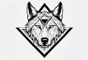 wolf head with a triangle shape in the background tattoo idea