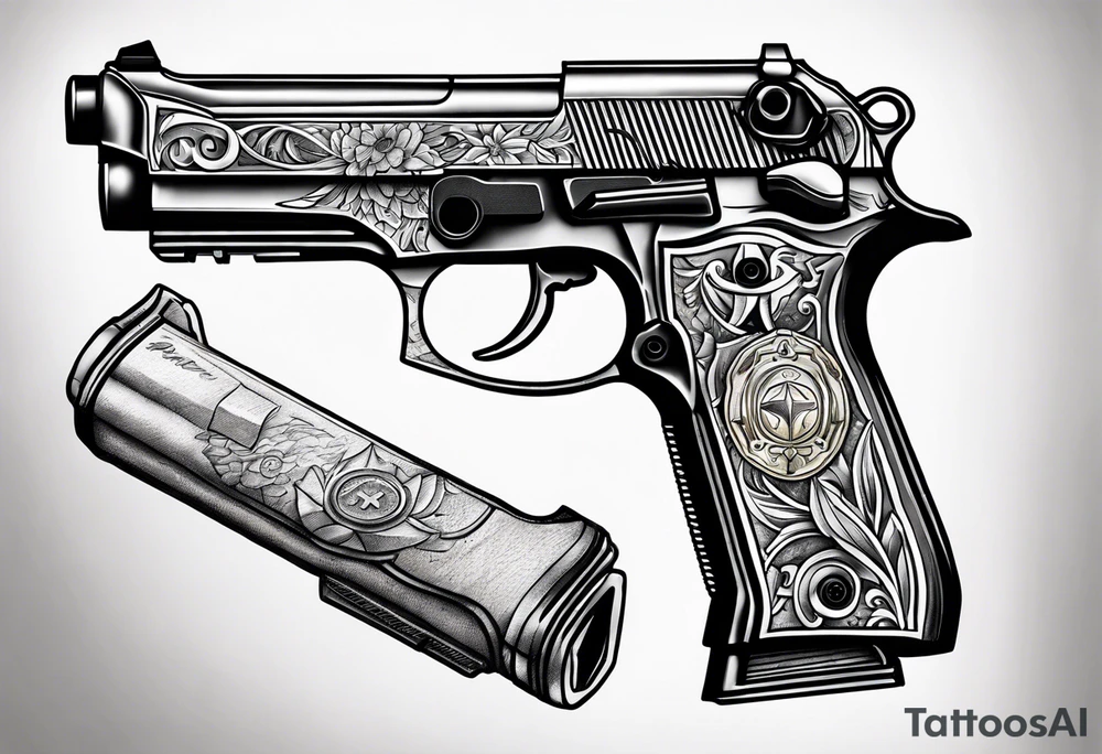 A military M9 Beretta pistol tattoo idea