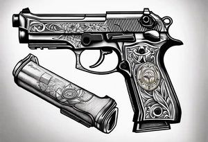 A military M9 Beretta pistol tattoo idea