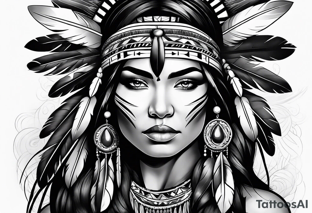 Native American woman spirit tattoo idea
