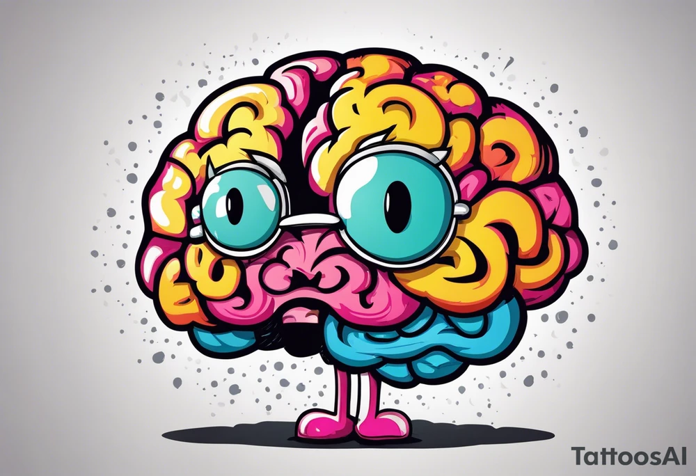 anthropomorphic brain with depression tattoo idea