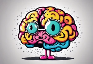 anthropomorphic brain with depression tattoo idea