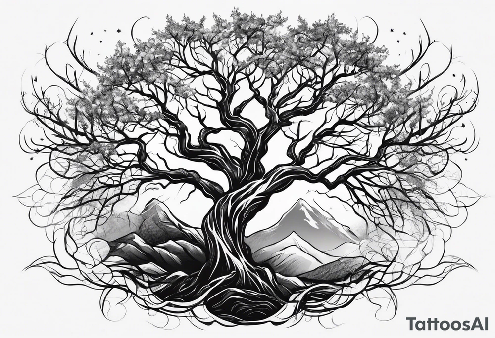 lightning that looks like branches no leaves tattoo idea