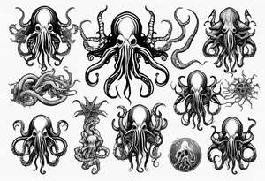 Cthulhu on hand with tentacle on finger tattoo idea