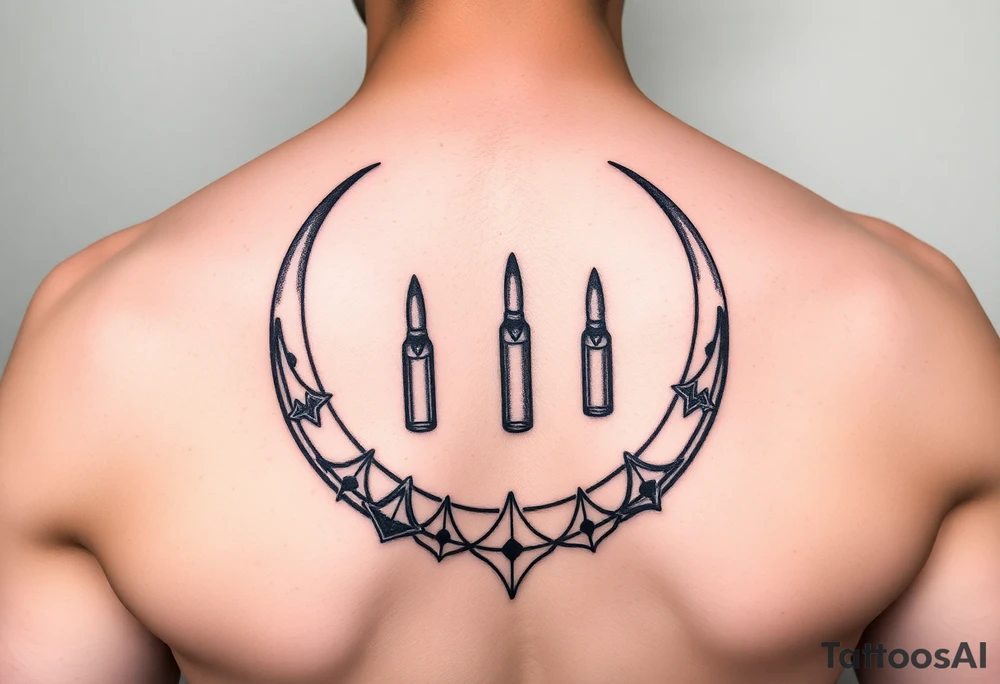 waxing crescent, bullets, music tattoo idea
