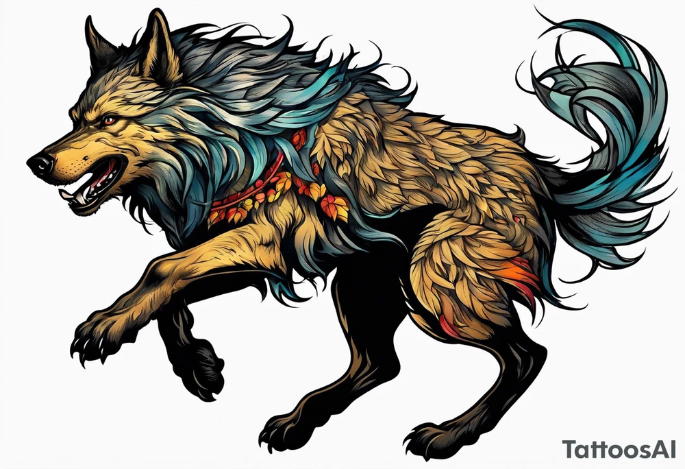 leaping warg tattoo idea