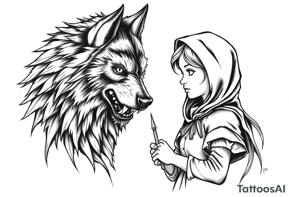 Little red riding hood and big bad wolf tattoo idea