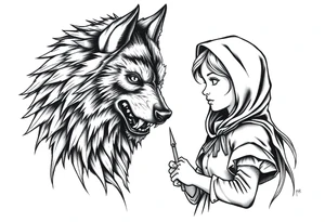 Little red riding hood and big bad wolf tattoo idea
