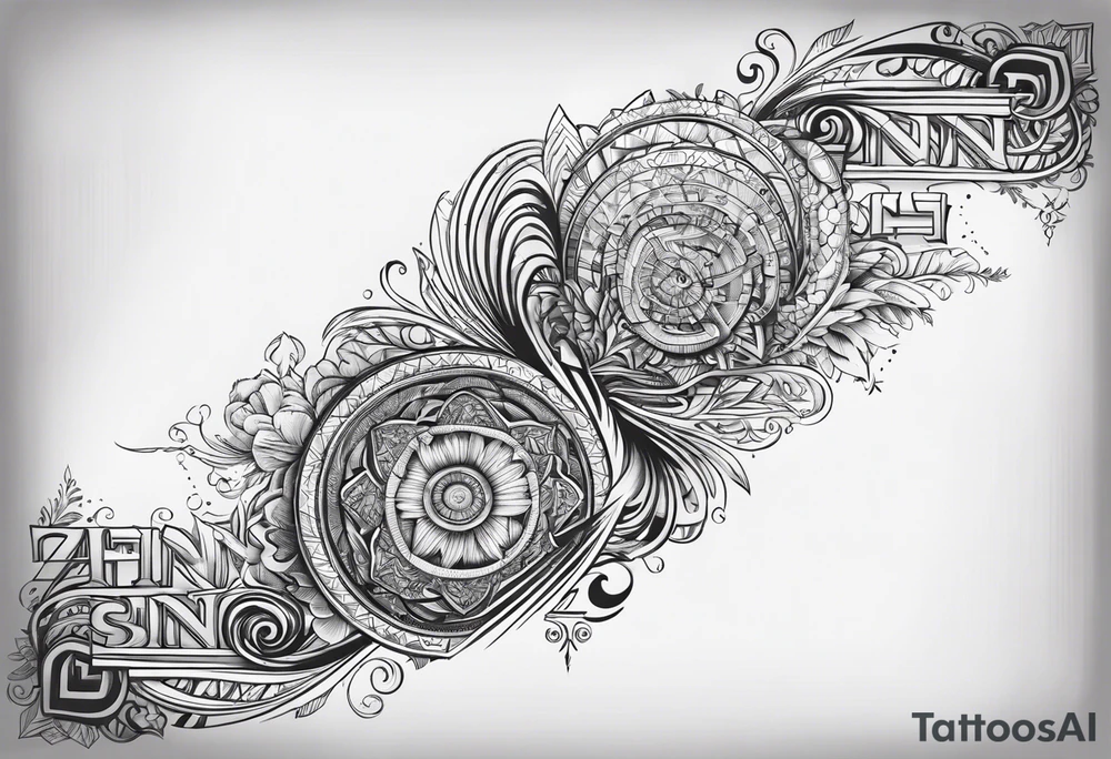 words spinabenz going diagonal tattoo idea