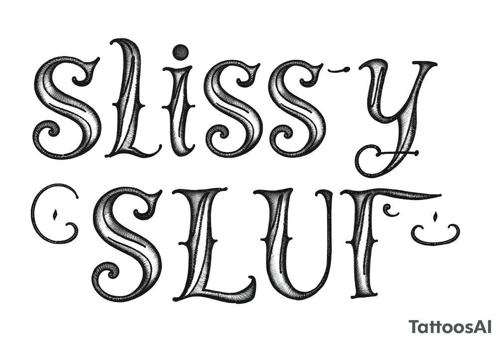 Slutty ass cheeks tattoo bold print large and tribal like design saying SISSY SLUT tattoo idea