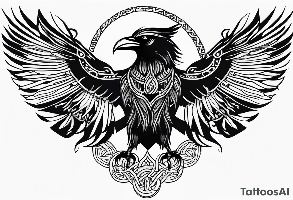 Viking Crow in a Viking style tattoo idea