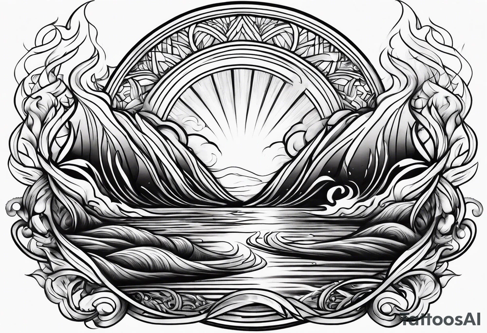 Water and flames tattoo idea