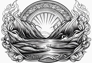 Water and flames tattoo idea