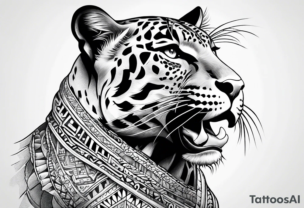 aztec black jaguar sitting tattoo idea