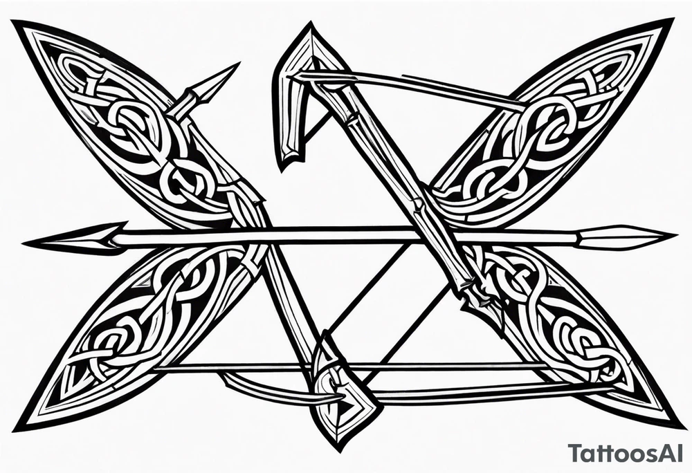 celtic bow and arrow not stretched tattoo idea